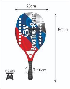 Raquettes de beach tennis avec face de 22 mm, poids de 320-340 g, longueur de 50 cm, poignée en fibre de carbone, filet en polyester - Product Image 2