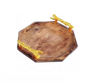 Juego de Bandejas de Madera de Mango Rústicas Personalizadas con Asa de Metal, Acabado Natural, Calidad Certificada EPCH, Artesanía, Juego de Piezas - Product Image 4
