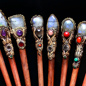 Bâton à paillettes pour clips de cheveux, baguettes en argile polymère, cuillère en cristal, mélange des perles en cristal améthyste, bâton japonais - Product Image 1