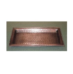 Plateaux de service alimentaire rectangulaires martelés modernes Plateaux en métal cuivré sans danger pour les aliments - Product Image 1