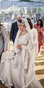 Elegant Indian/Pakistani Long-<b>top</b> with Lehenga dress Embellished in <b>crystal</b> glass beads stone work for Wedding=2020 - Product Image 2
