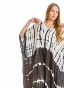 Vestido largo playero de algodón para mujer, caftán informal con escote en V, teñido anudado, 2022 - Product Image 5