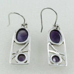 Boucles d'oreilles en pierre d'améthyste naturelle, argent Sterling 92.5, jolies bijoux, vente en gros, inde - Product Image 4