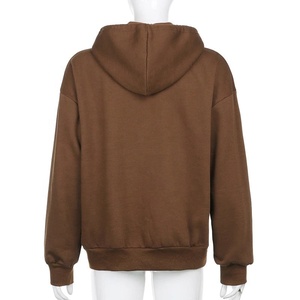 Sweat-shirt à capuche pour femme, vêtement de rue, surdimensionné, Long en détresse, logo personnalisé - Product Image 2