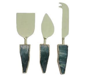 Cuchillo de mantequilla de latón con mango de resina colorida, esparcidor de mantequilla, acero inoxidable, para queso, productos en oferta - Product Image 1