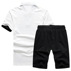 Conjunto deportivo con cuello en V para hombre, set de 2 piezas con estampado personalizado, estilo veraniego, venta al por mayor - Product Image 2
