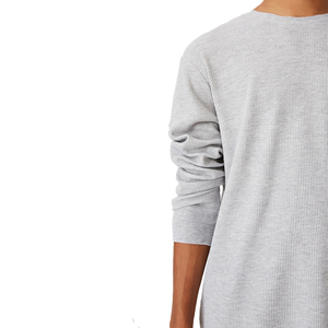 เสื้อยืดแขนยาวผู้ชายคุณภาพสูง OEM ขายส่ง ผ้าคอตตอนเจอร์ซีย์ริบสีเทา ผ้าฝ้ายแท้ - Product Image 2