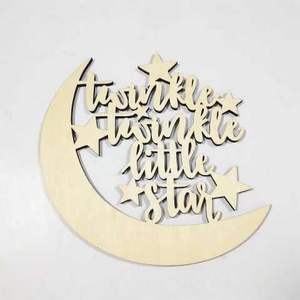 Arte de la pared islámica Decoración Corte láser Letreros de madera Adorno de puerta Decoraciones de Ramadán Pintado Eid Mubarak Letras de madera Annatto - Product Image 4