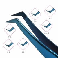 Pincettes professionnelles bleues pour Extension de cils, Type L, pincettes à pointe revêtue en diamant, pincettes pour Volume et Isolation, vente en gros