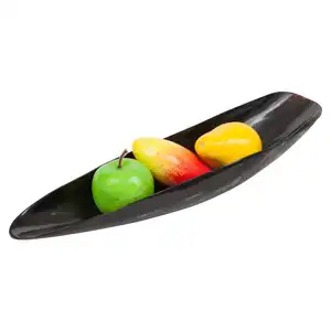 Mangkuk klakson hitam alami buah & mangkuk untuk rumah Hotel & restoran untuk bentuk perahu untuk penggunaan dekoratif sampel gratis