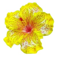 Sunne Tropical Décoration d'été faite à la main, Fleur artificielle en mousse Hibiscus, Motif tatouage, Accessoires de mode pour femmes, 7 couleurs