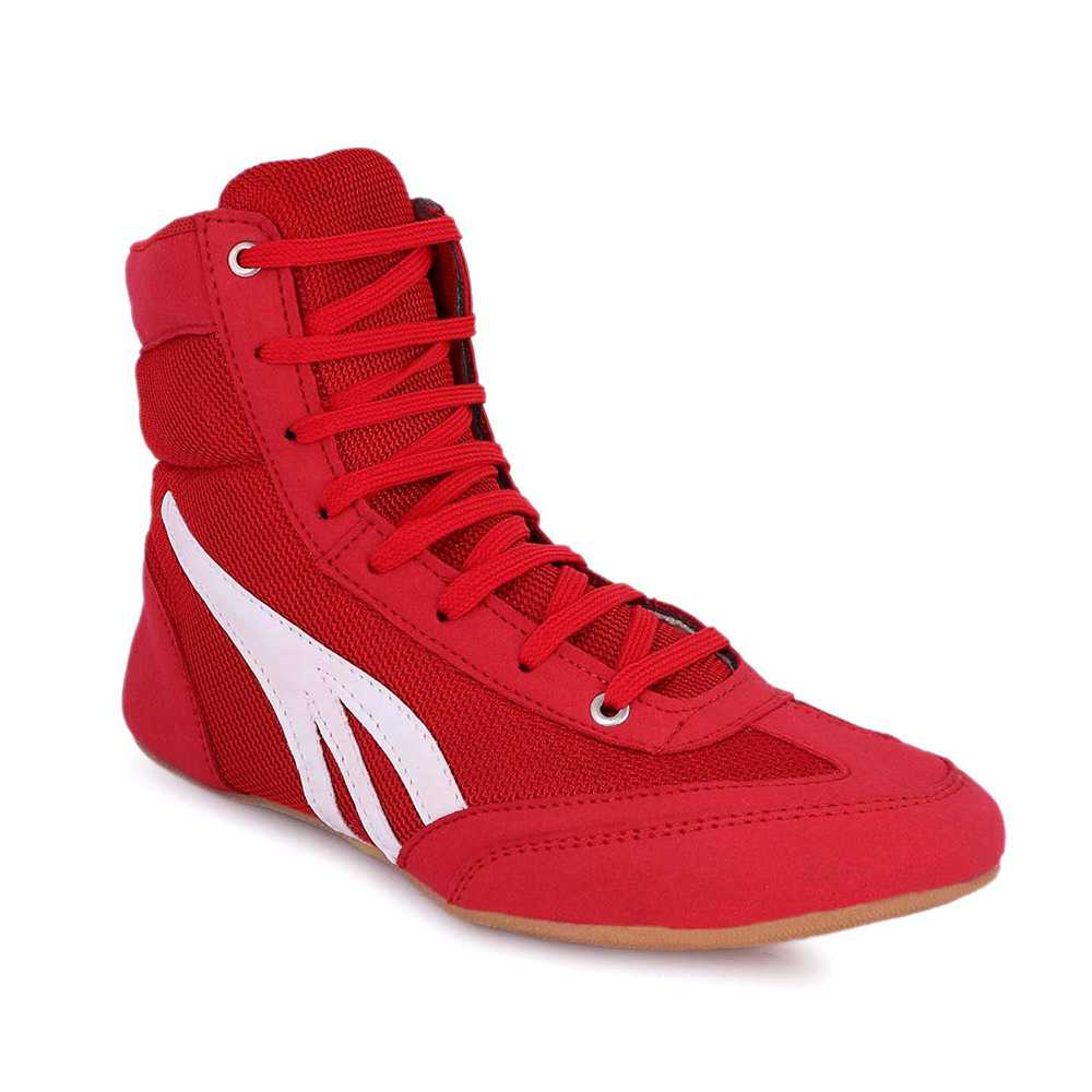 Боксерская обувь с резиновой подошвой красного цвета, тренировочная одежда, боксерская обувь