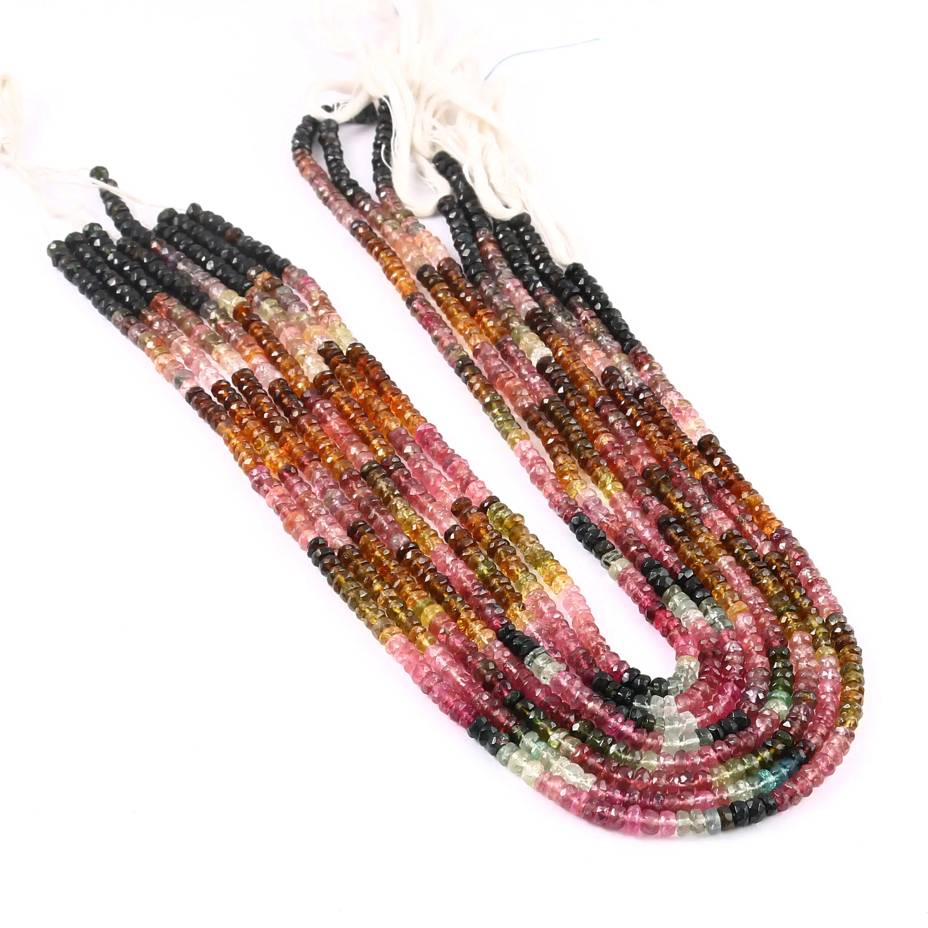 Pierres précieuses naturelles en Tourmaline multicolores, 4mm, perles à facettes, en forme de tonnelle, vente en gros, perles de Tourmaline pour perle