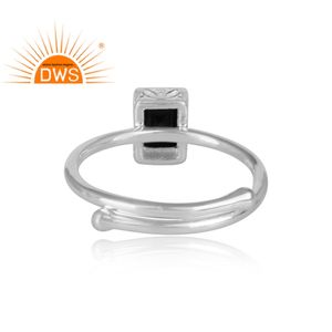 สี่เหลี่ยมตัดสีดำกระดูกสันหลังพลอยแหวนผู้ผลิตแหวนเงินสเตอร์ลิงแหวนมงกุฎสำหรับสาวๆเครื่องประดับผู้ค้าส่ง - Product Image 4