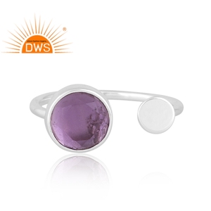 Anillo apilable de plata de ley con gema amatista Natural, joyería fina - Product Image 2