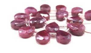 Cuentas de Briolette con forma de pera, Gema de rubí rojo Natural, facetadas, fabricación de joyería hecha a mano, 19 piezas - Product Image 5