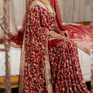 NEW---Exclusive Beautiful Hand Work on WEDDING--Saree with Glass Beads Stone & DABKA Work for Wedding/party Season-2024 - Product Image 1