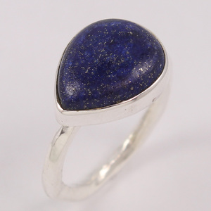 Handmade Natural Lapis Lazuli Pear Stone 925 Sterling <b>Silver</b> Jewellery Hammered Band <b>Chunky</b> <b>Ring</b> All Sizes In Wholesale Price - Product Image 1
