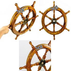 12 \ "Gepolijst Houten Scheepswiel Stuurmuur Decor Verzamelbaar Maritiem Nautisch Bootontwerp