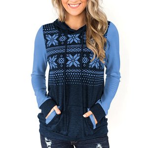 Sweat-shirt à capuche imprimé à manches longues pour femmes, avec poche, pour l'hiver - Product Image 4