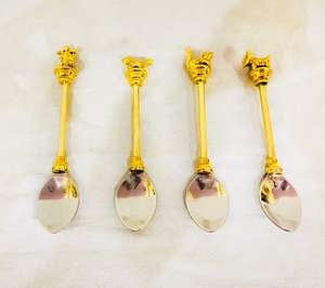 Cuchara rústica de Metal de latón Vintage superventas, cuchara decorativa para cubiertos de cena con mango de diseño de hoja - Product Image 3