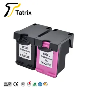 Cartucho de tinta sem tinta para impressora hp, cartucho premium removedor de tinta preto tatrix 652xl 652 deskjet 1115 1118, tinta 652