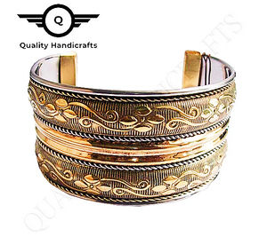 Brazalete de Latón Chapado en Oro de Alta Calidad, Artesanía Clásica, Alambre Trenzado, Regalo de Boda para Mujer, Fiesta, India - Product Image 3