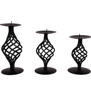 IRON STAND BLACK CANDLE <b>STICK</b> HOLDER ROMANTIC WEDDING DECORATION By BRASSWORLD INDIA - Product Image 1