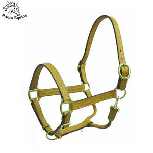 Cuir durable triple pli de licou de cheval équestre personnalisable de haute qualité avec matériel en laiton comprend un logo personnalisé pour l'équitation - Product Image 4