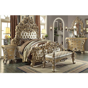 Lit de chambre en teck de style moderne au design royal, taille personnalisée, couleur personnalisée, DSTEXPORTS - Product Image 1