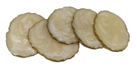 Sous-verres en résine avec mica blanc nacré et bordure dorée, paillettes rose bébé, design classique rond avec bordure dorée