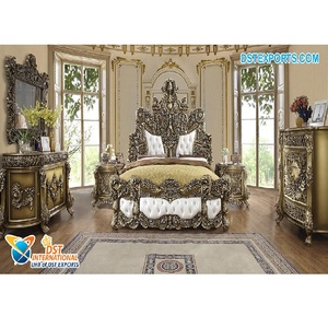 Meubles de chambre à coucher sur le thème Vintage parfait ensemble de chambre à coucher sculpté en bois noir antique ensemble de meubles de chambre à coucher en bois de teck européen - Product Image 1