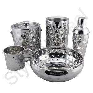 Cocktail Shaker Set Bar Set mit 5 Stück mit Bolzen gehämmert Edelstahl Cocktail Shaker Set Barkeeper Black Bar Tools