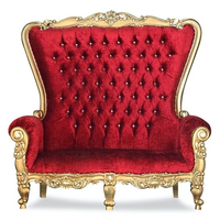 Fauteuil-lit boule capitonné en velours rouge de style mid-century, durable, avec structure dorée, pour salon et chambre, mobilier de style antique