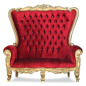 Midcentury Red Velvet Tufted Ball Chair <b>Gold</b> Frame Living Room Chair Antique Style Furniture Enterenprise C008 - Product Image 2
