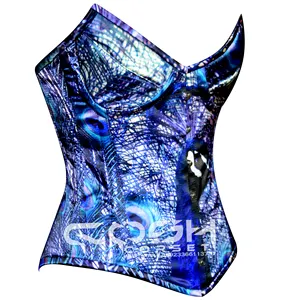 COSH CORSET Club Wear Overbust Steelboned Digital Print Sublimated Peacock Print Corset High Quality Customize Party Wear Corset