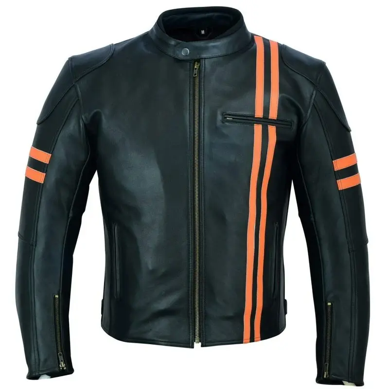 Men Biker Vintage Motorcycle Racer Retro Moto Leather Jacket Real Genuine Leather Racing Motorbike Jacket