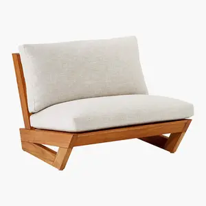 Modern Sofa Chair Outdoor Teak Wood Furniture Leisure Sofa Chair Comfortable Waterproof Outdoor Sofa