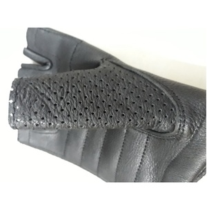 Gants de vélo unisexes mi-doigts en cuir de chèvre de haute qualité, respirants, imperméables, compatibles avec les écrans tactiles, fermeture auto-agrippante - Product Image 5