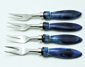 Hot Selling Blue Resin Handle Steel <b>Fork</b> Cutlery / Flatware <b>Set</b> Cutlery Hotel <b>Spoon</b> <b>Fork</b> Gold Cutlery Wedding Flatware High - Product Image 2