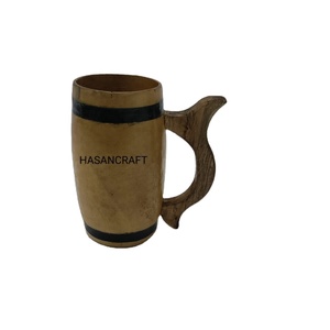 เหยือกใส่เบียร์ทำด้วยมือเป็นมิตรต่อสิ่งแวดล้อมเหยือกเบียร์ทำด้วยมือทำจากไม้พร้อมด้ามจับไม้ถังเบียร์ทำจากไม้ - Product Image 1