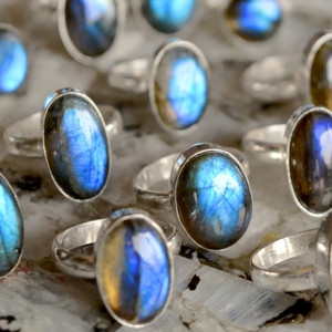 Natural Gemstone Rings Ring Necklace Labradorite Silver <b>Overlay</b> Ring Hidden for Wholesale Price Hula Hoop Loose Gemstone - Product Image 1