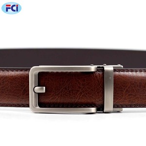 Ceinture à cliquet en métal cuir marron cuir pour hommes, ceinture de haute qualité professionnelle, avec boucle automatique, Style formel masculin, de haute qualité - Product Image 2