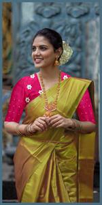 Vêtements ethniques indiens Vêtements de fête de mariage de luxe Designer de mode Saree en soie pure Banarasi avec tissage Travail Bordure Blouse pour femmes - Product Image 5