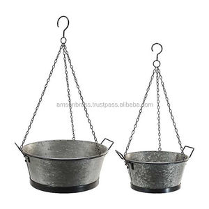 <b>Hanging</b> <b>Planter</b> for Living Balcony Hallway <b>Hanging</b> <b>Planter</b> Galvanized Metal for Home & Hotel <b>Indoor</b> Decor - Product Image 3
