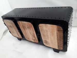 Buffet de luxe de style industriel porte en bois rivetée fer antique métal couleur personnalisée meubles de maison pour chambre salon - Product Image 6