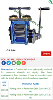 Rolling Mill Reduction Gear 4 1 5 1 Alat Perhiasan Mesin Penggiling Lembaran Logam Alat Tangan Torsi Tinggi |   Nomor Barang GS-644