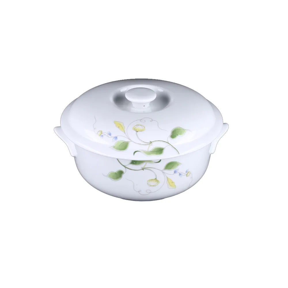 OEM 7''Bowl 와 귀 및 Lid 도자기 식기 Small 세라믹 Mixing Bowl 와 두 번 귀 및 Lid 대 한 과일 샐러드 및 Yougurt