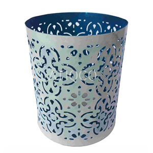 Soporte colgante de luz en T pintado en gris con corte creativo Portavelas votivo de hierro de larga duración | Soporte de candelita creativo - Product Image 3