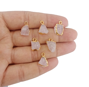 Brut Rose Quartz Pierre De Naissance Tranchant Pendentif Plaqué - Product Image 1
